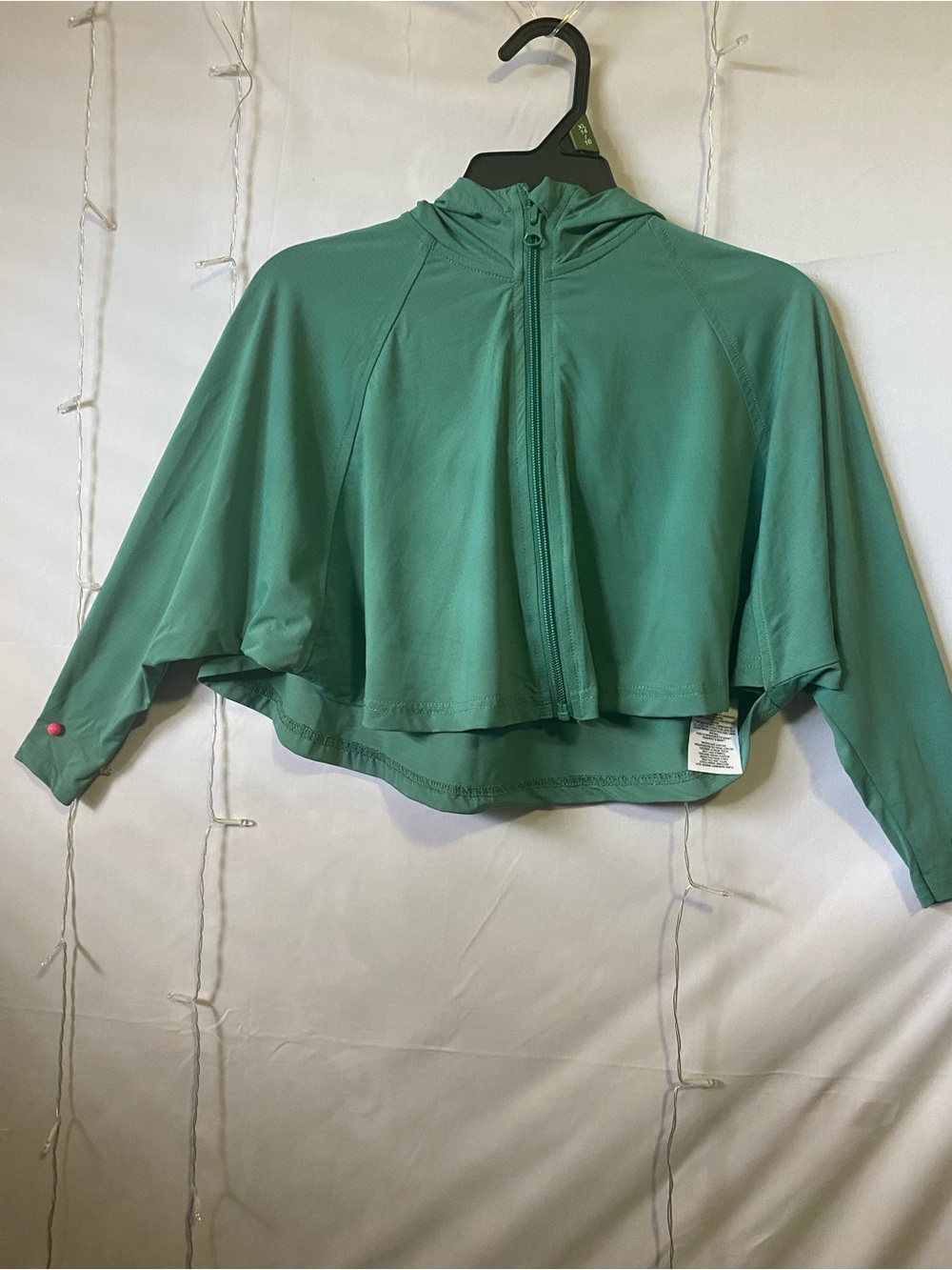 Cropped Hooded Windbreaker Jacket - Green